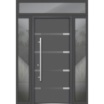 Exterior Prehung Door 60 x 96 / Deux 1105 Gray Graphite, Right in