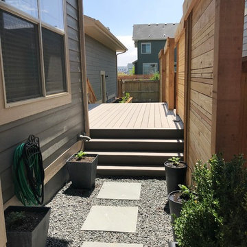 Screening from neighbors in a small side yard w/ room for kids.