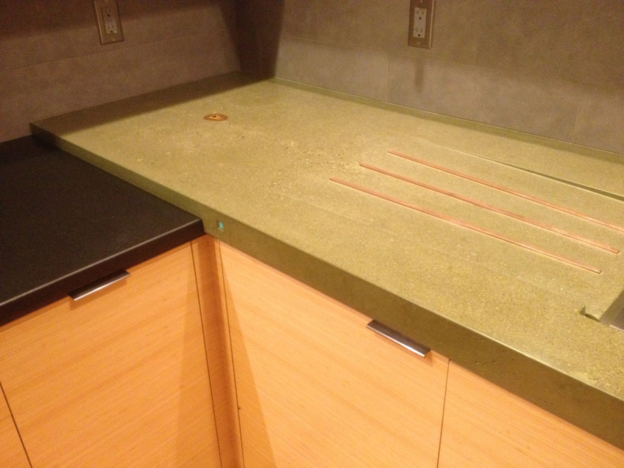 Olive green concrete countertop