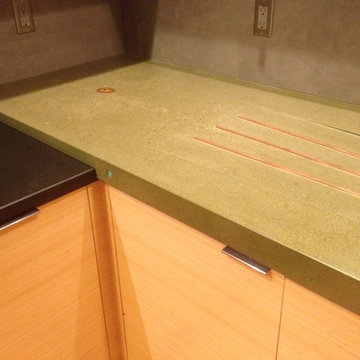 Olive green concrete countertop
