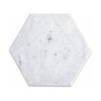 6" Hexagon Carrara Italian Marble Venato Carrera White Tile Polished, 100 piece