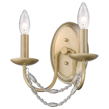 Mirabella 2 Light Sconce In Golden Aura With Crystal (7644-2W GA)