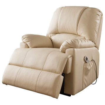 Modern Power Recliner Chair, Lift Up and Massage Function With Side Pocket, Beige
