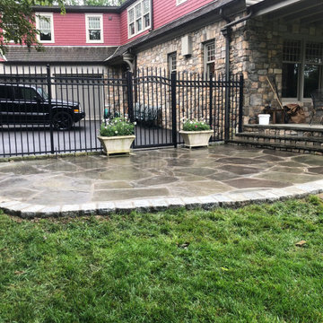 Irregular Flagstone Patio with Custom Cobblestone Border Added