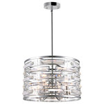 CWI Lighting - Petia 4 Light Drum Shade Chandelier With Chrome Finish - The Petia 4 Light Chandelier is ready to make a fantastic impact to wherever it is placed. This lighting option features a prominent circular drum shade with mirror bars. Measuring 15 inches in diameter, this drum shade chandelier shines warm, welcoming light thanks to its candelabra bulbs. This fixture would make a great focal piece in a contemporary kitchen or dining room.  Feel confident with your purchase and rest assured. This fixture comes with a one year warranty against manufacturers defects to give you peace of mind that your product will be in perfect condition.