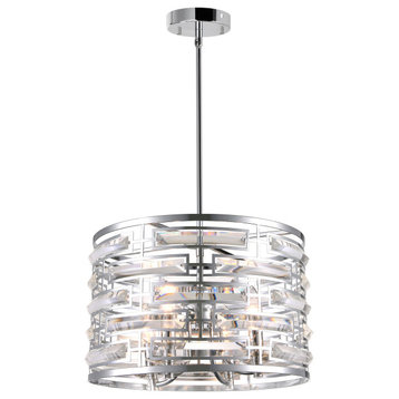Petia 4 Light Drum Shade Chandelier With Chrome Finish