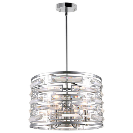 Petia 4 Light Drum Shade Chandelier With Chrome Finish