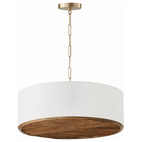 Soleil Four Light Pendant, Matte Brass