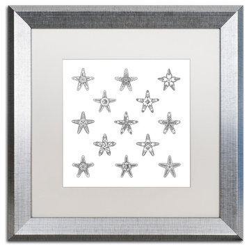 Filippo Cardu 'Sea Stars' Art, Silver Frame, White Mat, 16x16