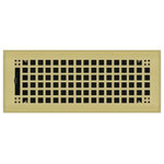 Wholesale Registers - Brass Rockwell Plated Steel Craftsman Floor Register, 4"x12" - Define your living room, bedroom, hallway, or workspace with our stunning polished brass plated rockwell floor registers. The rockwell design provides a simple craftsman appeal without suffering from lack of reliability. These 4" x 12" floor vents are crafted with a steel damper and 3mm thick faceplate to stand up to constant heating and cooling systems. The measurement of the faceplate is 5 3/8" x 13 3/8". The damper is designed to fit in a 4" x 12" hole and may be attached to a wall using spring clips.