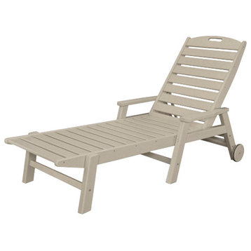 Polywood Nautical Chaise With Wheels, Sand
