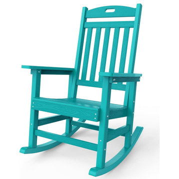 Traditional Patio Rocking Chair, Waterproof Heady Duty Construction, Aruba Blue