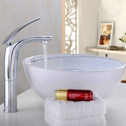 Perugia Deck Mounted Single Handle Faucet with Hot/Cold Water Mixer - Bathroom Sink Faucets