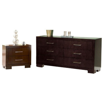 Coaster 2 Piece Set with Nightstand and Dresser in Wood