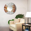Contemporary Silver and Orange Round Hanging Wall Mirror