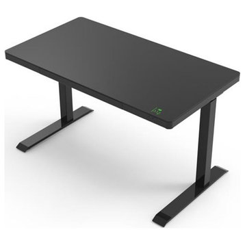 Contemporary Glass Top Sit Stand Desk in Black