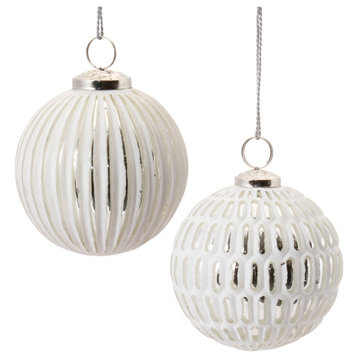 Frosted Glass Ball Ornament, 6-Piece Set