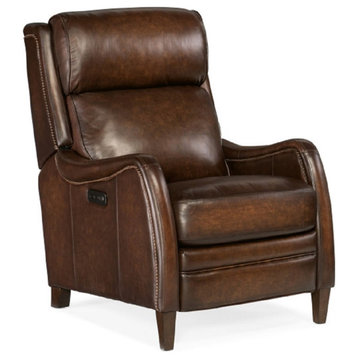 Bowery Hill Contemporary Power Recliner with Power Headrest in Dark Wood