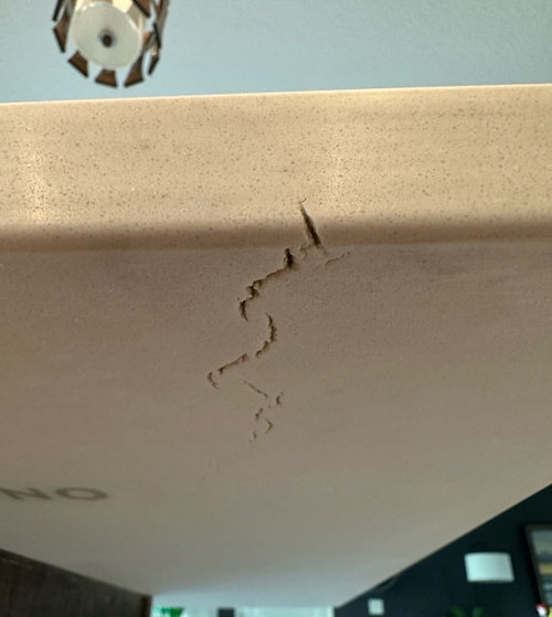 Damaged Quartz Countertop Installed