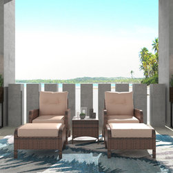 5 Piece Patio Furniture Set Outdoor Chair and Ottoman Set All Weather Chair - Outdoor Sofas