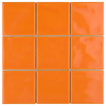 Twist Square Orange Sunset Ceramic Wall Tile