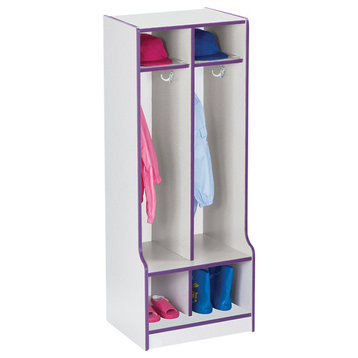 Rainbow Accents 2 Section Coat Locker with Step - Purple