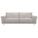 Armen Living - Everly Contemporary Genuine Leather Sofa, Dove Gray - The Armen Living Everly contemporary genuine leather sofa is a perfect choice for any modern household. Coupling premium genuine cowhide leather with the comfort of plush Dacron padding, the Everly delivers a sophisticated style accompanied by an exceptional degree of comfort. The Everly's sleek upholstery is maintained by the plush Dacron padding, assuring that the leather will not crack or wrinkle after prolonged use. Though almost traditional in appearance, the Everly's unique design combines the classical comfort of leather with contemporary elements such as its brushed stainless steel legs to bring you a sophisticated, yet modern piece. The Everly sofa is ideal when paired with the Everly chair and loveseat. Available in your choice of rich black or dove Gray leather.