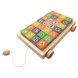 Traditional Kids Toys And Games Uncle Goose Classic ABC Blocks With Flyer Wagon, Set of 28