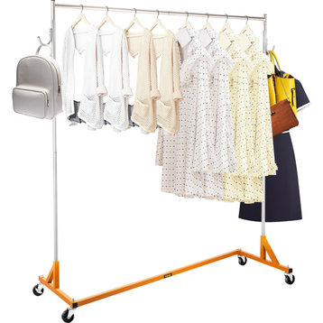 Z Rack Adjustable Height Rolling Garment Rack, Orange, 23.62x64.96x70.87 in