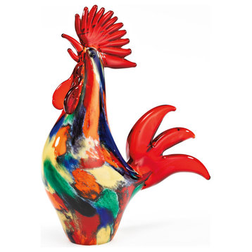Art Glass Rooster 11"