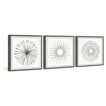 Circle Lines II Triptych, Set of 3, 12x12 Panels
