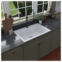 Karran QT-812 Top Mount 33" Large Single Bowl Quartz Sink Kit, Black