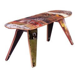 Deckstool - Recycled Skateboard Furniture - Recycled Skateboard Bench, 48" - Upholstered Benches