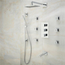 Onassis Thermostatic Tub & Shower System - 6 Body Jets - Showerheads And Body Sprays