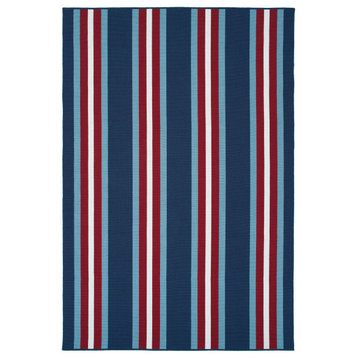 Kaleen Voavah Voa02-17 Striped Rug, Blue, Navy, Red, White, 4'0"x6'0"