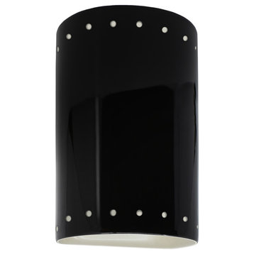 Ambiance Small Cylinder Perfs Wall Sconce, Closed, Black, Matte White, LED