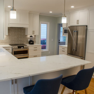 The Right Lights and White Quartz for a Bright Kitchen