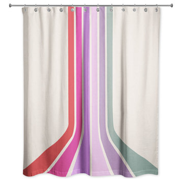 Retro Stripes 4 71x74 Shower Curtain