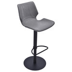 Armen Living - Zuma Swivel Metal Bar Stool, Adjustable, Matte Black Metal, Vintage Gray - The Armen Living Contemporary Zuma adjustable barstool is creative and has a thoughtful design that is obvious from every angle. This modern swivel barstool is excellent for your home or high kitchen bar in your modern home. Its wide back and seat allows for long term seating. It has an understated black matted metal adjustable leg and foot rest for you to rest your feet. Available in Vintage Coffee and Vintage Gray Faux Leather upholstery.