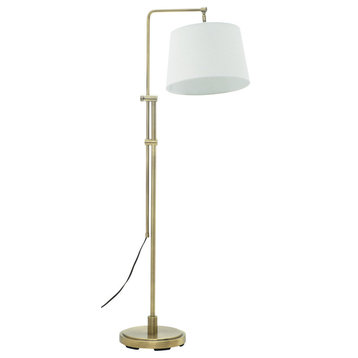 Crown Point Adjustable Downbridge Floor Lamp, Antique Brass