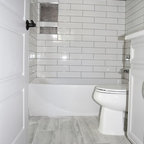 Gray & White Tile Modern Bathroom Remodel - Modern - Bathroom - Los