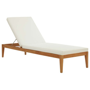Northlake Outdoor Patio Teak Wood Chaise Lounge, Natural White