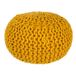 Ahanu Mustard Accent Pouf - Floor Pillows And Poufs
