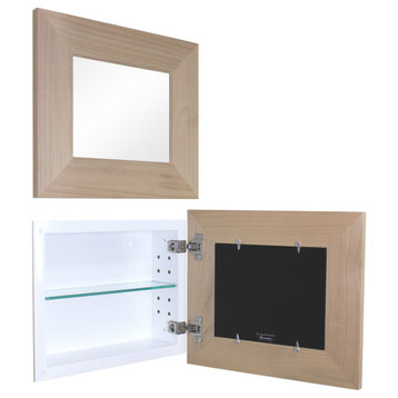 14x11 Landscape Mirrored Medicine Cabinet, Unfinished Flat Frame