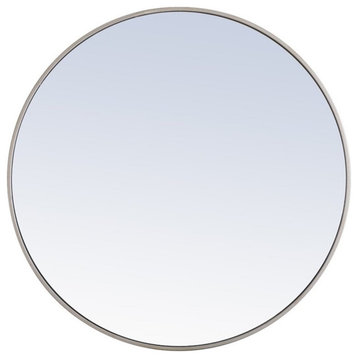Elegant Decor Eternity 36" Round Metal Frame Mirror in Silver