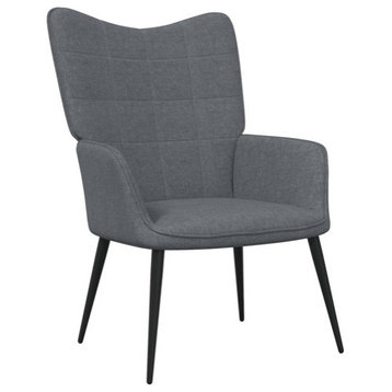 vidaXL Dining Chair Modern Living Dining Room Accent Arm Chair Dark Gray Fabric