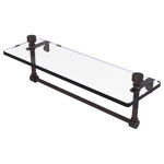 Allied Brass - Foxtrot 16" Glass Vanity Shelf with Towel Bar, Venetian Bronze - Add space and organization to your bathroom with this simple, contemporary style glass shelf. Featuring tempered, beveled-edged glass and solid brass hardware this shelf is crafted for durability, strength and style. One of the many coordinating accessories in the Allied Brass Foxtrot Collection, this subtle glass shelf is the perfect complement to your bathroom decor.