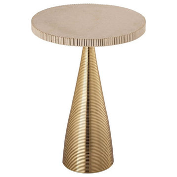 TOV Furniture Celeste 21"H Transitional Aluminum and Stone Side Table in Gold