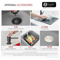 33" Dual Mount Workstation Double Bowl Gray Granite Kitchen Sink