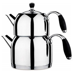 Korkmaz Droppa Quart High-End Stainless Steel Induction-Ready Teapot Tea  Kettle with Tri-Ply Encapsulated Base 2 Quart 